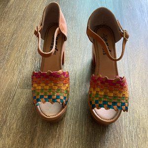 Sand Sandals Handmade Chunky Heel Rainbow Size 29-9.5 USA Sandals